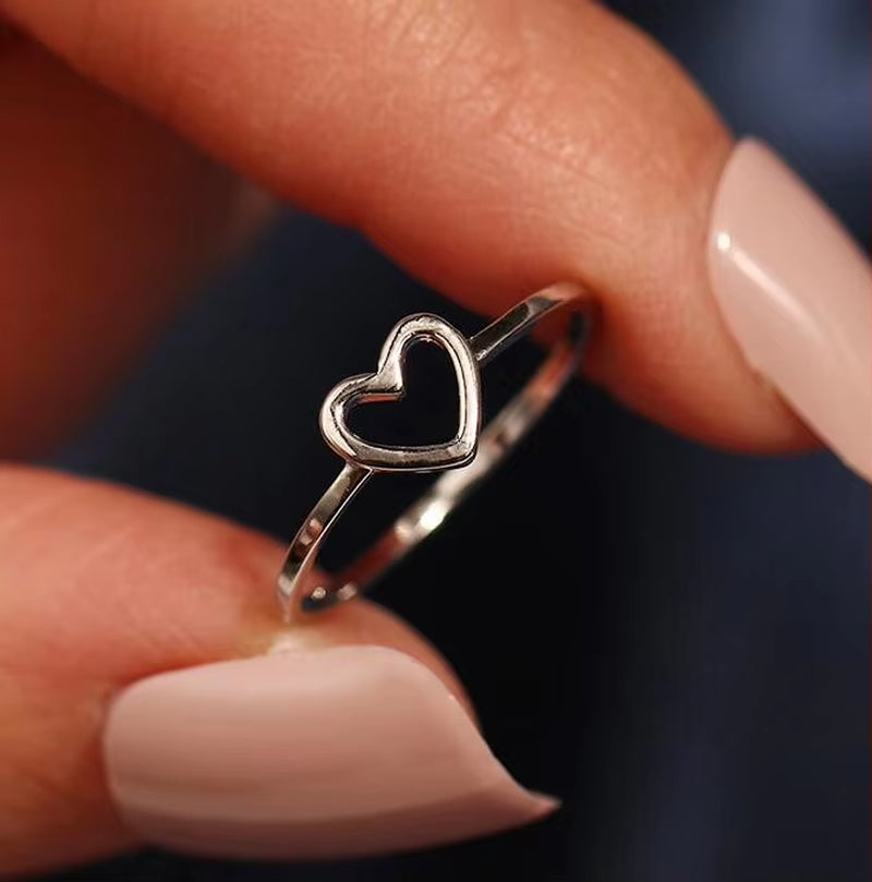 1PC Dainty Women Ring Hollow Heart Ring for Couple Wedding Promise Infinity Eternity Love Jewelry Boho Anillos Mujer BFF Gifts