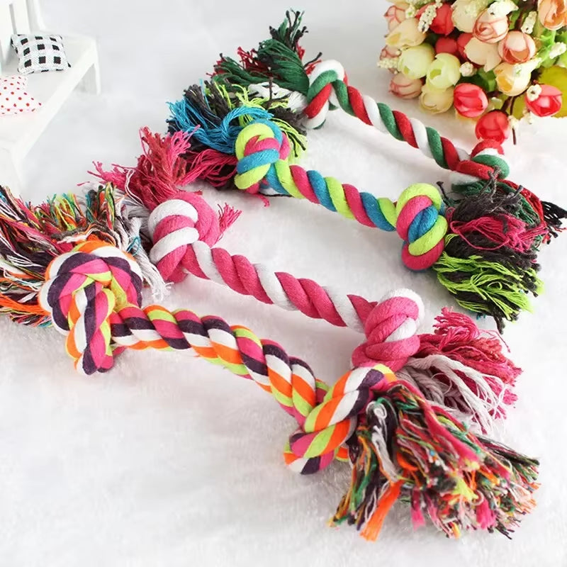 Dog Toy Pet Molar Bite-Resistant Cotton Rope Knot for Small Dog Puppy Relieving Stuffy Cleaning Teeth Pet Chew Toys Random Color