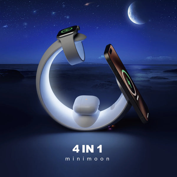 Magsafe Wireless Charger Air Pods Apple Watch Phone Holder for Iphone Samsung Iwatch RGB Moon Bedroom Office Night Light Home