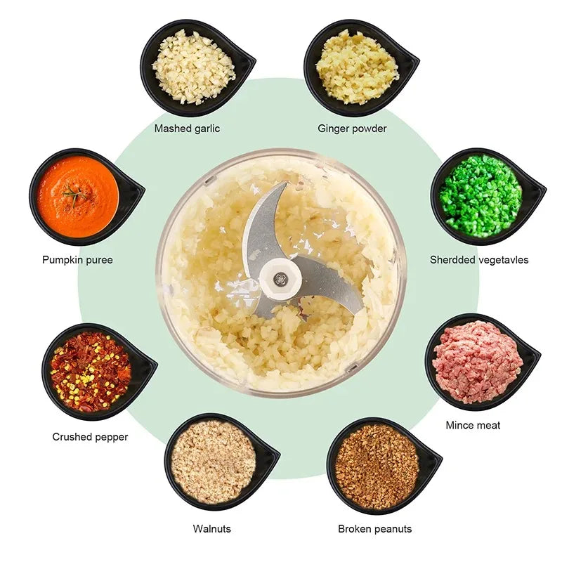 250Ml Electric Garlic Chopper Meat Grinder Garlic Masher Machine Sturdy Durable Crushed Ginger Vegetable Crusher Kitchen Tool