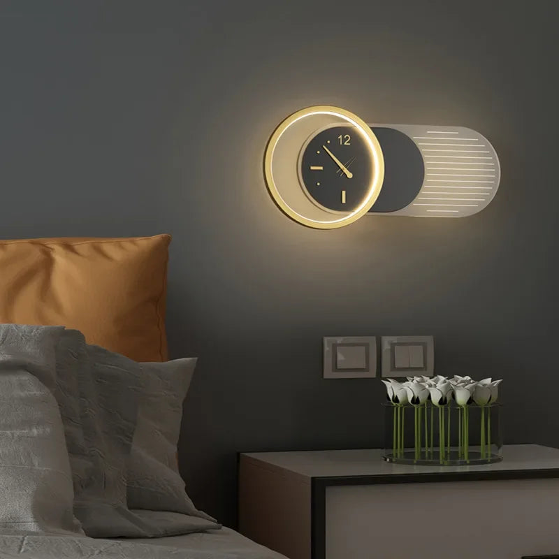 Modern LED Wall Lamp for Bedroom Bedside Living Room Entryway Wall Clock Art Sconce Indoor Home Decoratioan Light Fixture Luster