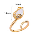 Zircon White Opal Tulip Flower Rings for Women Gold Color Stainless Steel Adjustable Flower Ring Wedding Aesthetic Jewelry Gift