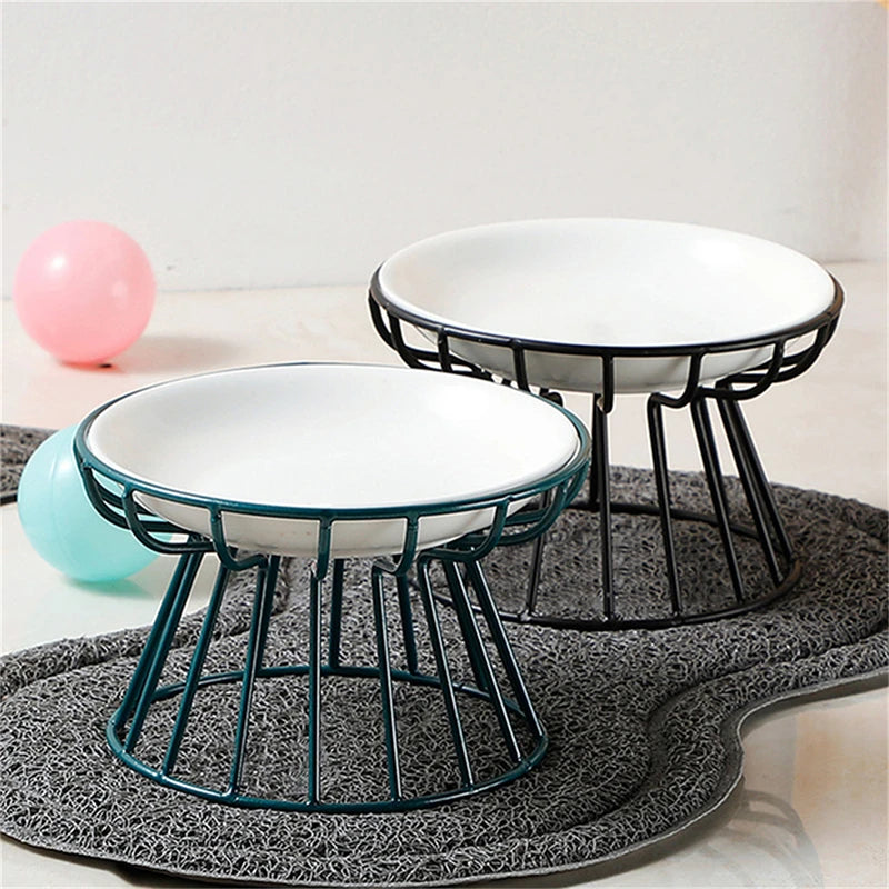 Pet Dog Ceramic Bowl Nordic Cats Bowl Tall Ceramic Cat Food Bowl Snack Canned Plate Anti-Cervical Heightened Bowl No Food Bowl