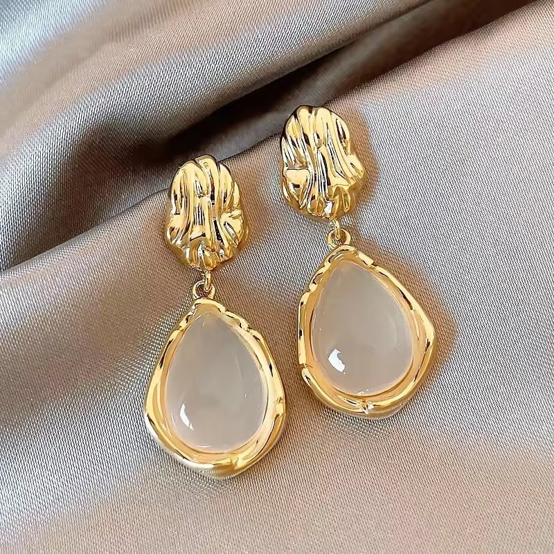 Irregular Fold Water Drop Dangle Earrings for Female Geometric Pendant Ear Wedding Jewelry Gift
